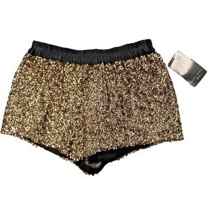 Zara Sequinned A-Line Shorts Women's S Gold Party Clubwear Modern Dazzle 26